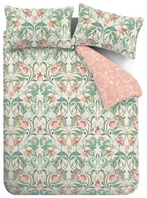 Biancheria da letto singola verde-rosa 135x200 cm Clarence Floral - Catherine Lansfield