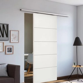 Porta scorrevole reversibile Fourlines in mdf bianco, L 93 x H 212 cm, con binario Belem