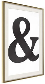 Poster  Ampersand (Black)  Cornice Quadri Cornice d'oro con passe-partout, Larghezza x Altezza Home decor 20x30