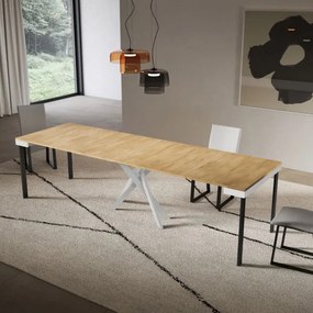 Consolle allungabile Libo Evolution - Quercia natura telaio bianco 90x40/300 cm