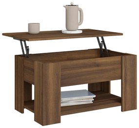 Tavolino da salotto rovere marrone 79x49x41cm legno multistrato