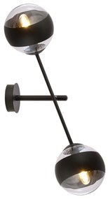 Applique Contemporaneo Yama Acciaio Nero 2 Luci E14 Ip20