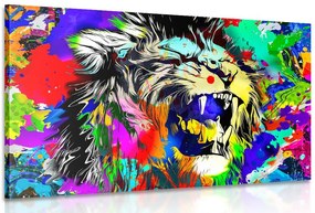 Stampa su tela – Testa di leone colorata