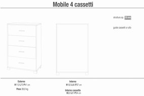 NIK - cassettiera con 4 cassetti