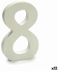 Numeri 8 Legno Bianco (1,8 x 21 x 17 cm) (12 Unità)