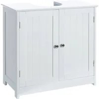 Mobile Bagno Sotto Lavabo Legno MDF Armadietto Mobiletto 2 Ante 60x30cm Bianco