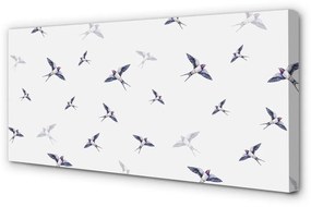 Stampa quadro su tela Uccelli con fiori 100x50 cm