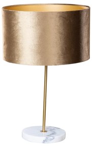 Lampada da tavolo ottone con paralume in velluto marrone 35 cm - Kaso