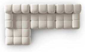 Divano angolare componibile beige (con penisola a sinistra) con rivestimento in velluto Bellis – Micadoni