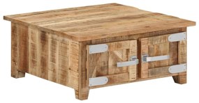 Tavolino Da Salotto 67x67x30 Cm İn Legno Massello Di Mango /