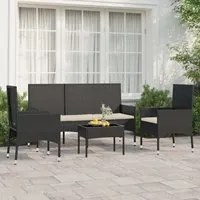 Set Divani da Giardino 4 pz con Cuscini Nero in Polyrattancod mxl 119392