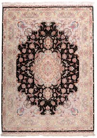 Tabriz Tappeto persiano 150x210 Nero (Iran) Annodato A Mano