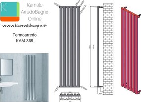 Radiatore bagno 1800x420 mm colore nero opaco 6 elementi verticali KAM-369N - KAMALU