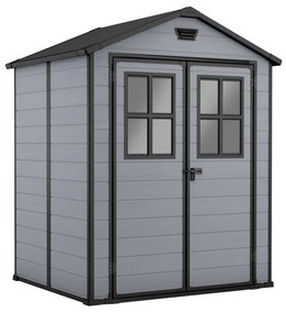Casetta da giardino in polipropilene grigio 1.5 x 1.5 m, superficie esterna 2.5 m² e spessore parete 16 mm, con pavimento e porta a due ante, KETER Exclusive