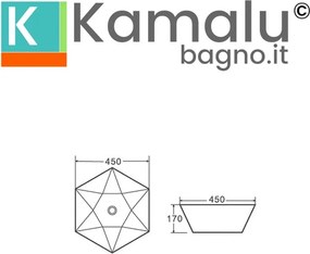 Lavabo da appoggio 45cm forma esagonale bianca | Litos-K45 - KAMALU