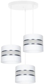 Lampadario a sospensione con filo CORAL 3xE27/60W/230V bianco/cromo diametro 45 cm