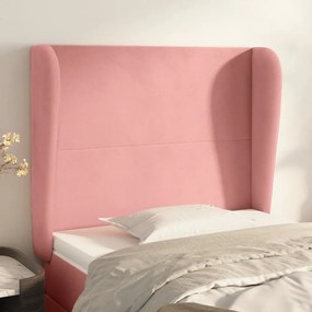 Testiera Ad Orecchio Rosa 93x23x118/128 Cm İn Velluto /