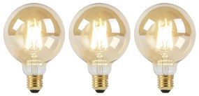 Set di 3 lampadine LED dimmerabili con luce calda E27 G95 oro 8W 806lm 2000-2700K