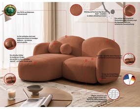 Divano angolare color terracotta (con penisola a sinistra/con chaise lounge) con rivestimento in bouclé Orbit – Ropez