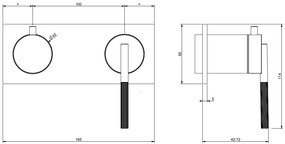 Parte esterna miscelatore a parete 2 vie vasca doccia con deviatore automatico parte incasso non inclusa cromo ingranaggio 63579 gessi