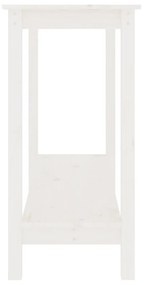 Tavolo consolle bianco 110x40x80 cm in legno massello di pino