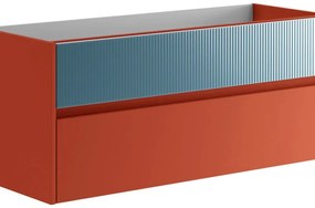 Mobile da bagno sospeso sotto lavabo L 119.5 x H 50 x P 45.5 cm rosso laccato opaco, 2 cassetti Niwa