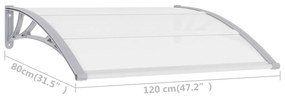 Pensilina per Porta Grigia e Trasparente 120x75 cm in PC