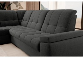 Divano angolare grigio scuro allungabile/con contenitore (con penisola a sinistra/a L) Sado – ELTAP