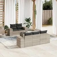 Set Divano da Giardino 6pz con Cuscini Grigio Chiaro Polyrattan 3254639