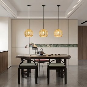 Immax 08258L - Lampadario a sospensione con filo PELO 1xE27/40W/230V diametro 30 cm rattan