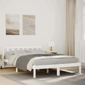 Letto Extra Lungo Senza Materasso Bianco 140x220 Cm İn Pino /