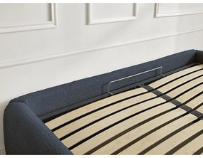 Letto matrimoniale imbottito blu scuro con contenitore/senza testiera con rete inclusa 180x200 cm Inera – Bobochic Paris