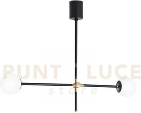 Lampadario a sospensione antitesi nera e oro 2 luci attacco e14 91x...