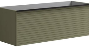 Mobile da bagno sospeso sotto lavabo L 120 x H 40 x P 45.5 cm verde laccato opaco, 1 cassetto Pixel stripes