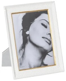 Cornice Portafoto Bianco Dorato Poliresina 20,5 x 2,3 x 25,5 cm