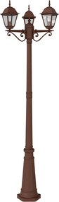 Lampione Storico con 3 Lanterne 200cm E27 IP54 Corten - Serie ALFIERI