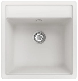 Lavello sopratop 1 vasca in quarzo bianco DELINIA Onega L 51 x L 49 cm