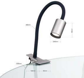 Orion Str 10-489- LED Lampada da tavolo flessibile con clip KURT LED/5W/230V argento