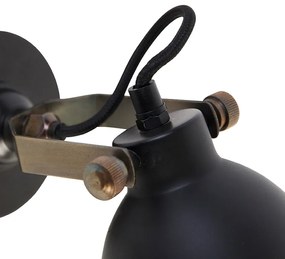 Applique da parete industriale nera con oro regolabile - Liko