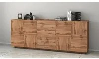 Credenza Ddamsgaar, Buffet da soggiorno, Madia da salotto con 4 ante e 3 cassetti, 220x44h86 cm, Rovere