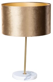 Lampada da tavolo ottone con paralume in velluto marrone 35 cm - Kaso