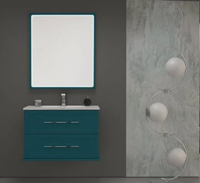 Mobile da bagno sotto lavabo BADEN HAUS Tiffany blu laccato opaco L 74 x H 55 x P 46 cm 2 cassetti, lavabo non incluso