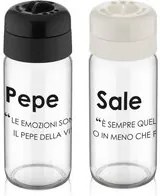 Set sale e pepe in vetro con scritta