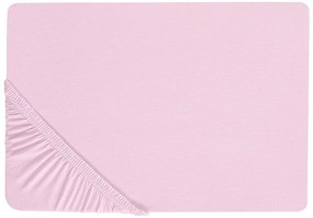 Lenzuolo con angoli cotone rosa pastello 180 x 200 cm JANBU Beliani