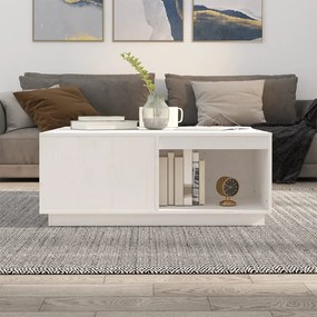 Tavolino da salotto bianco100x101x40,5cm legno massello di pino
