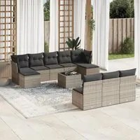 Set Divani da Giardino 11 pz con Cuscini in Polyrattan Grigio 3250139