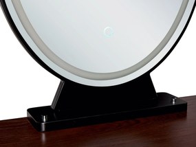 Tavolino da toeletta con 2 cassetti e specchio LED marrone scuro e nero LOIX Beliani