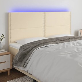 Testiera A Led Crema 180x5x118/128 Cm İn Tessuto /