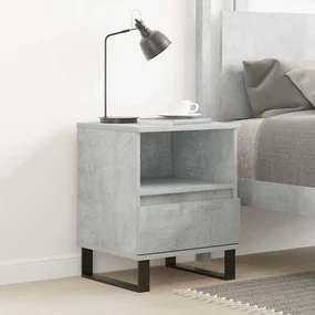 Comodino Grigio Cemento 40x35x50 Cm İn Legno Multistrato /