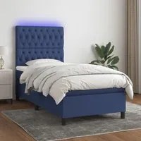 Letto a Molle con Materasso e LED Blu 90x190 cm in Tessuto 3135083